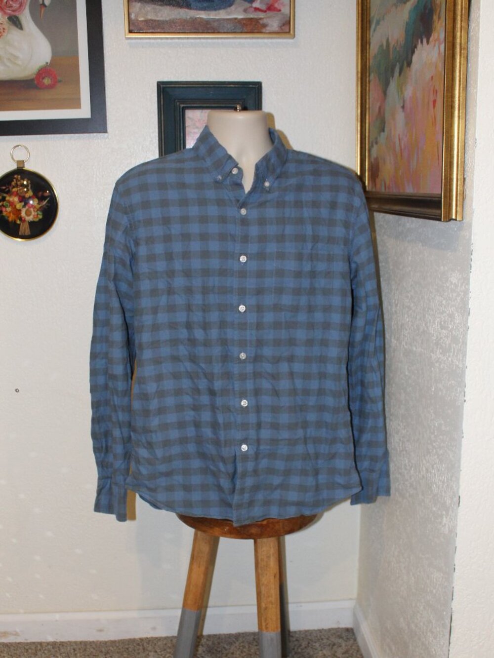 J.Crew Oxford Slim Fit Blue Plaid Button Down Shirt Men’s Large